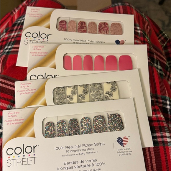 Color Street Other - Retired Color Street Nail Strips in Cream, Blue Glitter, and Floral Designs